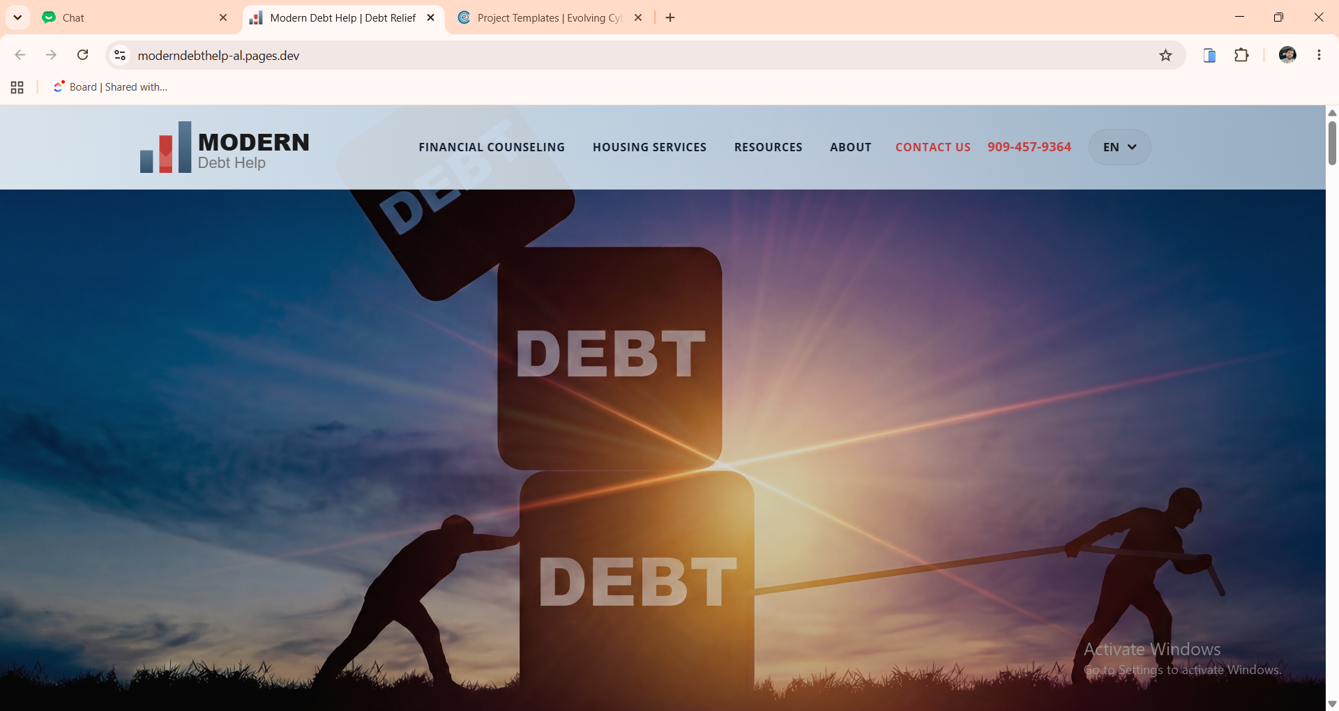 Modern Debt Help template screenshot